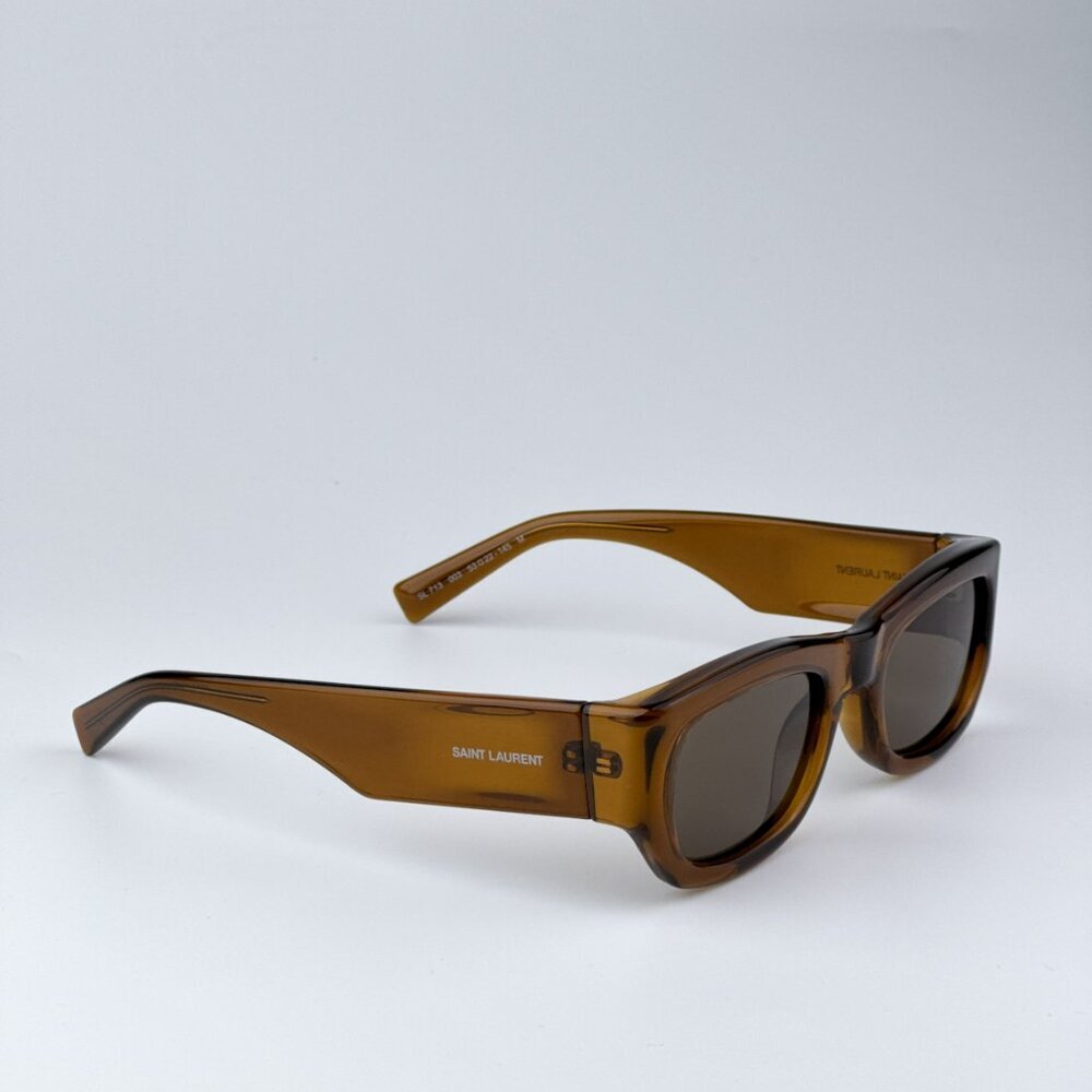 Saint Laurent SL713 003 BRAND NEW Sunglasses Transparent Brown Rectangle Unisex - Picture 5 of 10